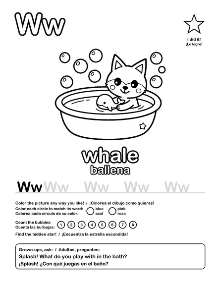 W · whale / ballena
